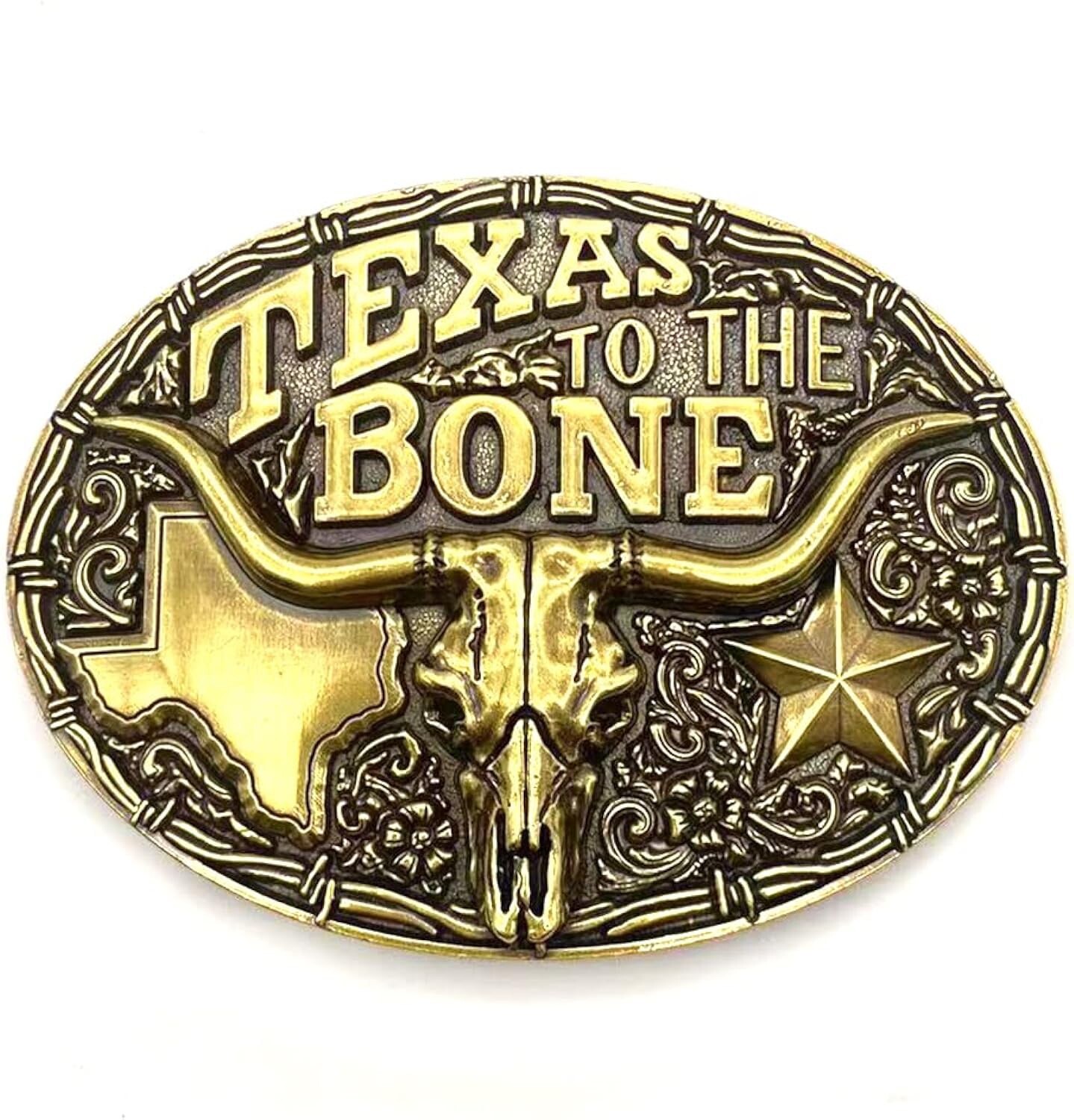 Texus longhorn belt buckle vintage Western Cowboy Retro Cool Oval Large Bull