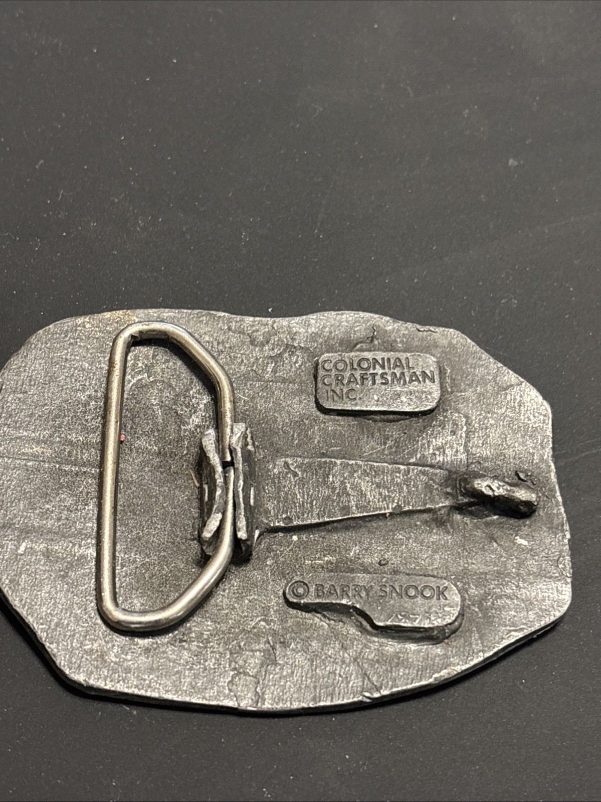1978 Grizzly Bear Pewter Belt Buckle Barry Snook Colonial Craftsman Kanukawa