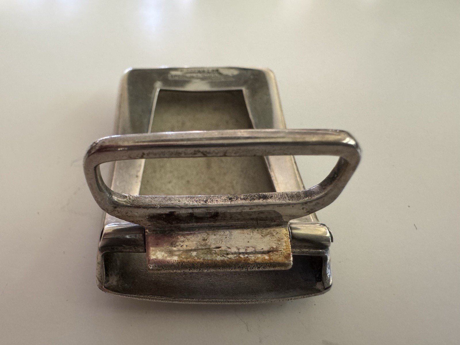 Tiffany & Co. Sterling Silver 925 Flip Belt Buckle 1.5in w/ Pouch, Logo