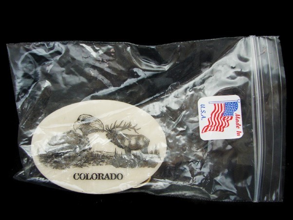 NF09149 *NOS* REALLY NICE **COLORADO (WILDLIFE)** WHITE MARBLE STONE ART BUCKLE