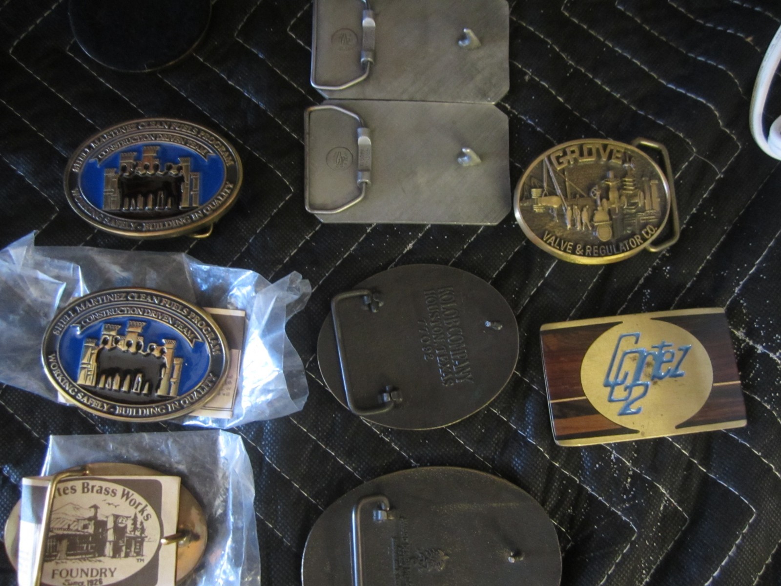 LOT OF 14 belt buckles Chrome BRASS metal Some New Some Old one is not a buckle