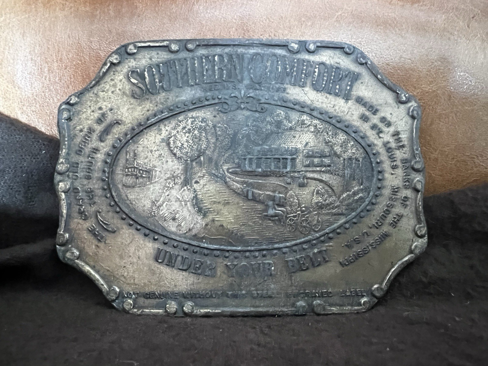 Vintage Southern Comfort Belt Buckle Whiskey Aged Heavy Large 1970s Liquor
