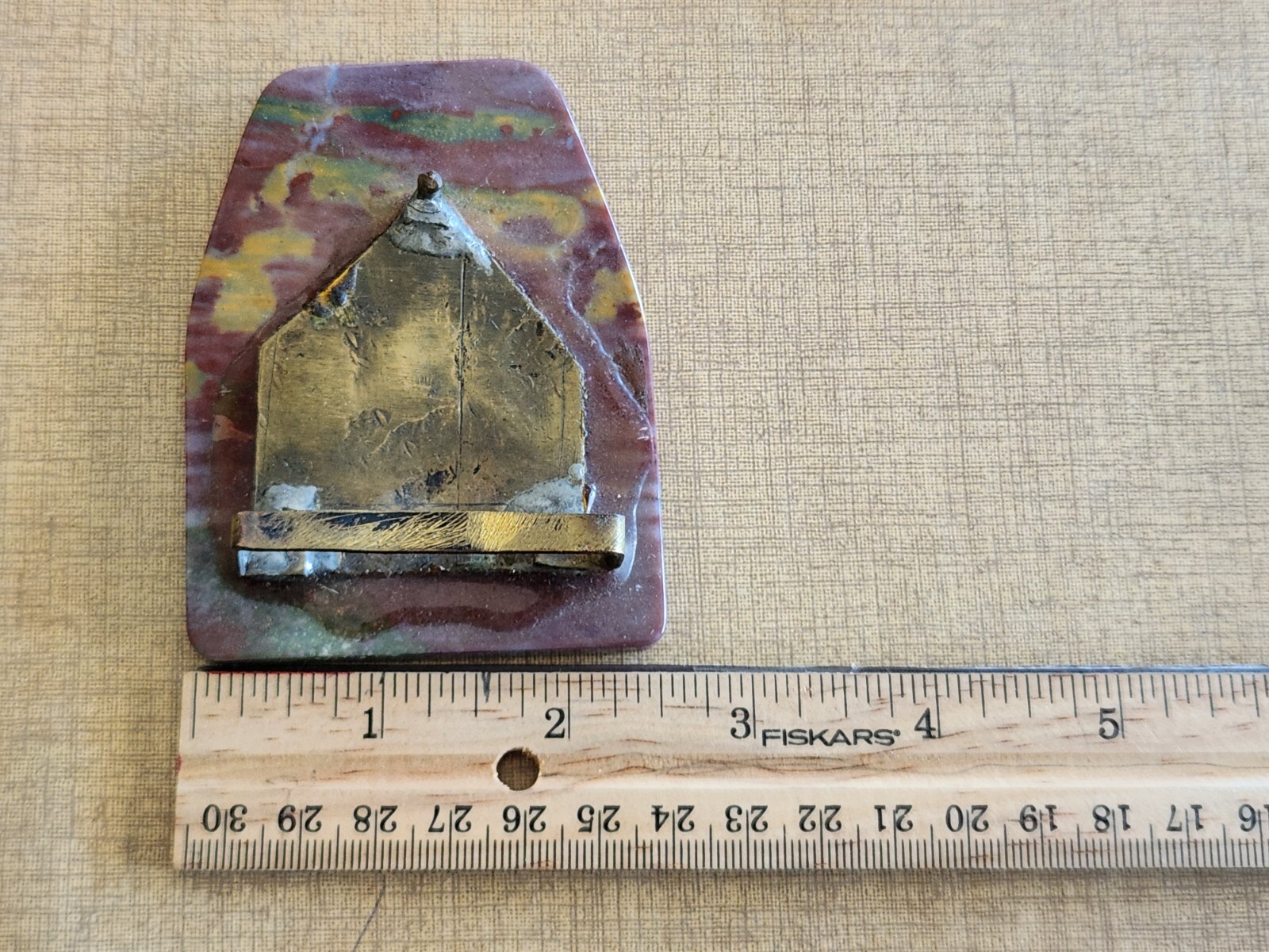 Vtg. Belt Buckle Large Natural Stone Polished Hand Made 3 1/2&Prime; x 2 1/2&Prime;