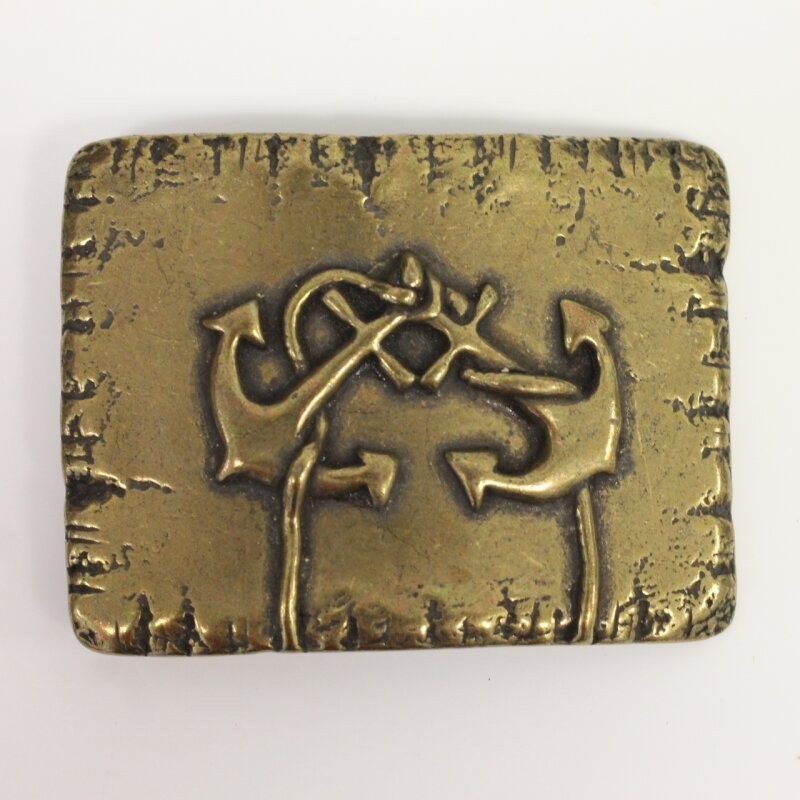 Maritime Belt Buckle Antique Brass with Double Anchor – Rustic Metal Buckle