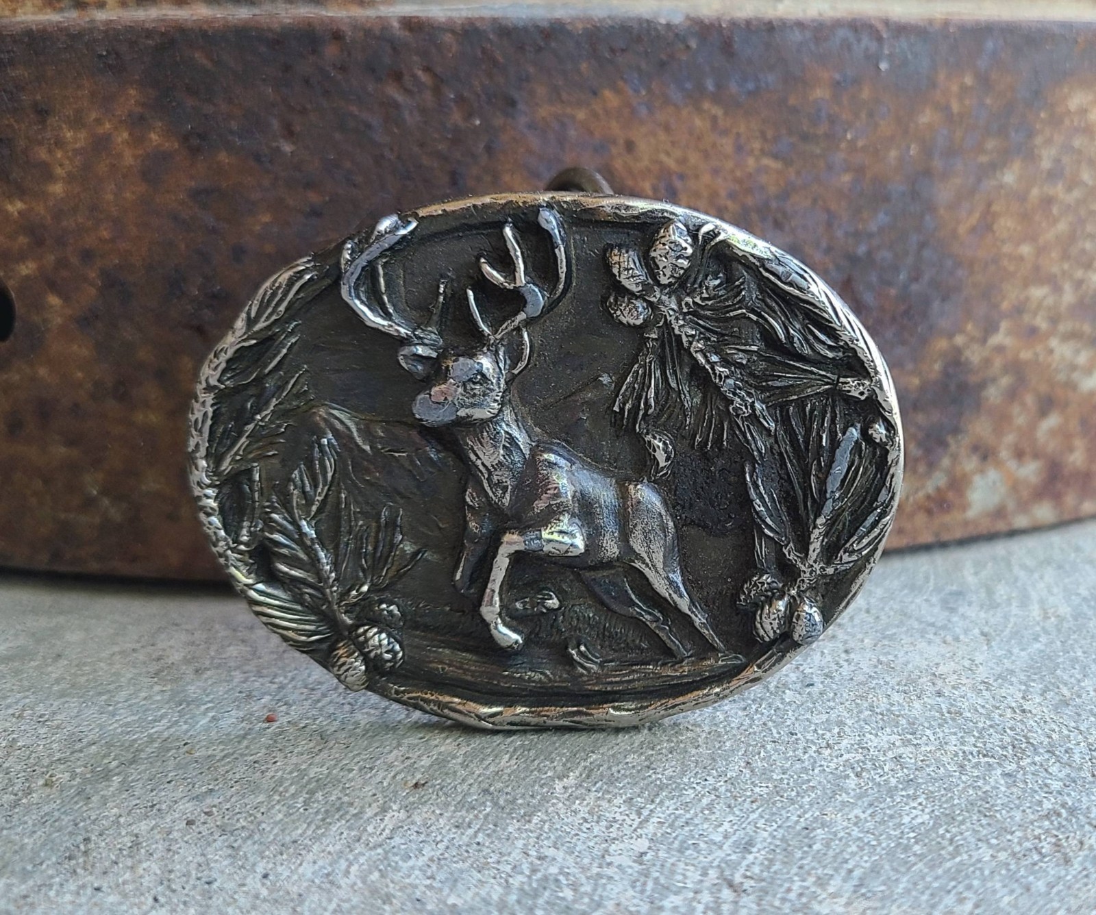 VINTAGE 1643 Brass Deer Buckle- THE GREAT AMERICAN BUCKLE CO- copyright 1986