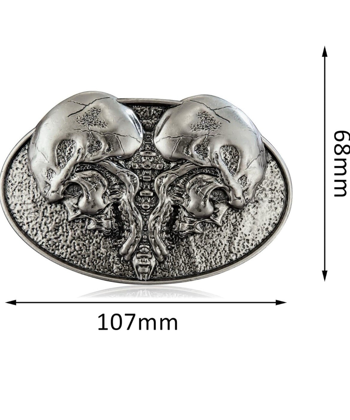 Double Skull Belt Buckle for Men, American Western Cowboy, Punk, Gothic, Silver