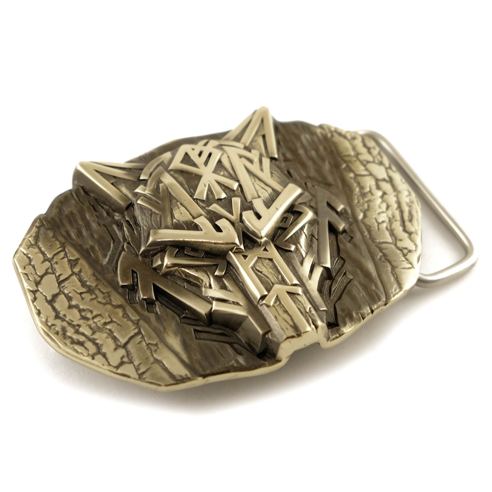 Runic Wolf german silver belt buckle, Scandinavian Old Norse Celtic werewolf