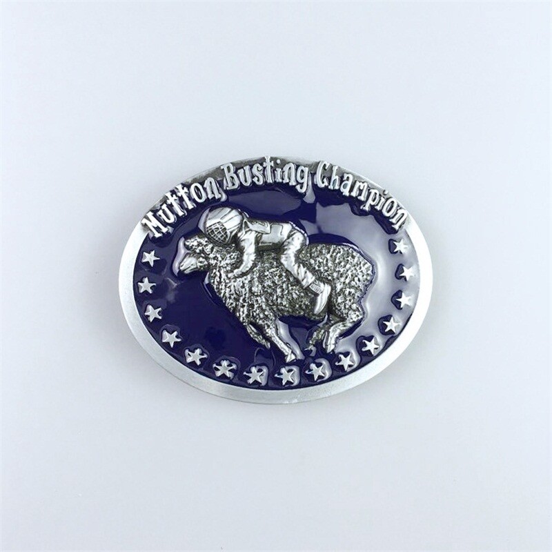 Vintage Blue Enamel Initial Mutton Busting Champion Belt Buckle also US Stock