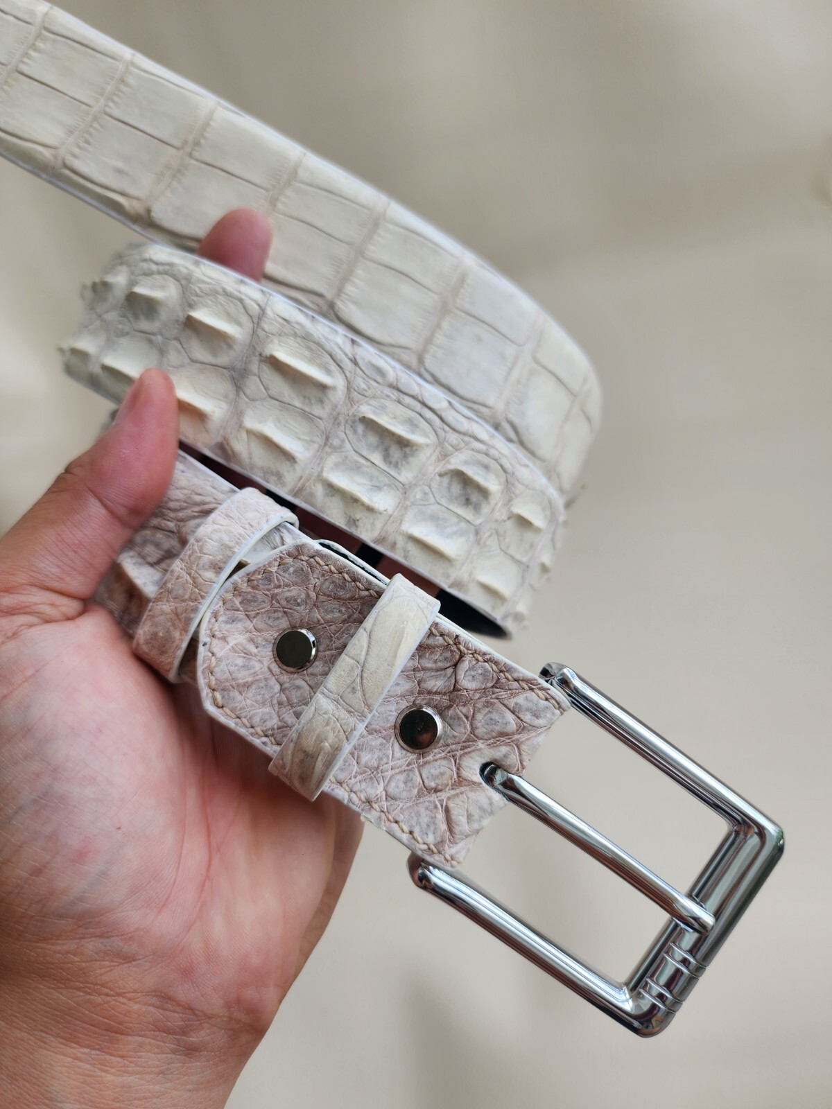 3.8CM White 100% Genuine,Real Leather Skin Mens Belt Pin Buckle-Customize