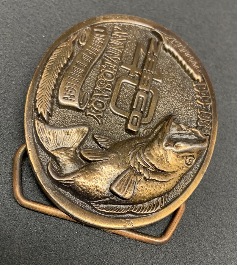Zebco 40th Anniversary 1949-1989 Limited Edition Fish metal belt buckle