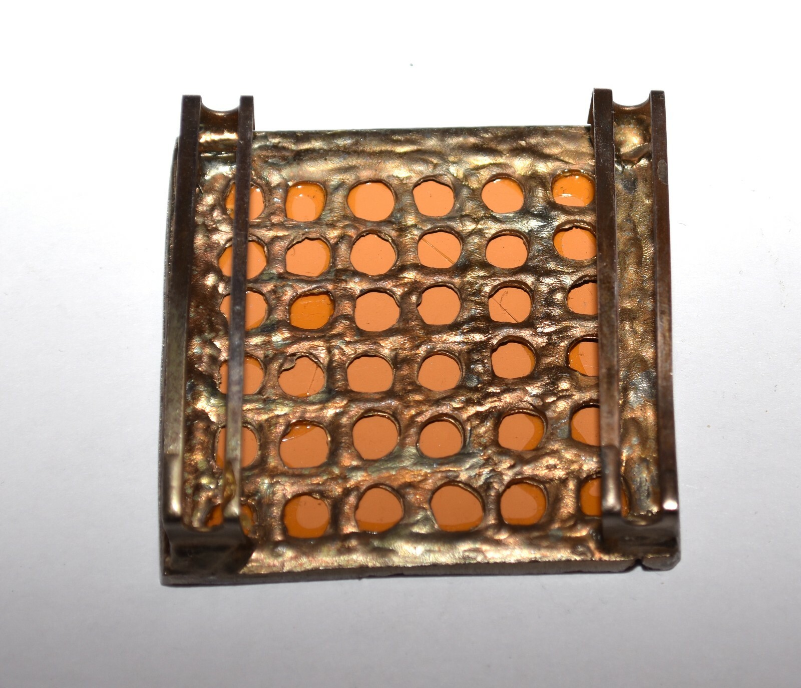 Mirror Gold Tone Textured Edge Square Belt Buckle 2.25 X 2.25