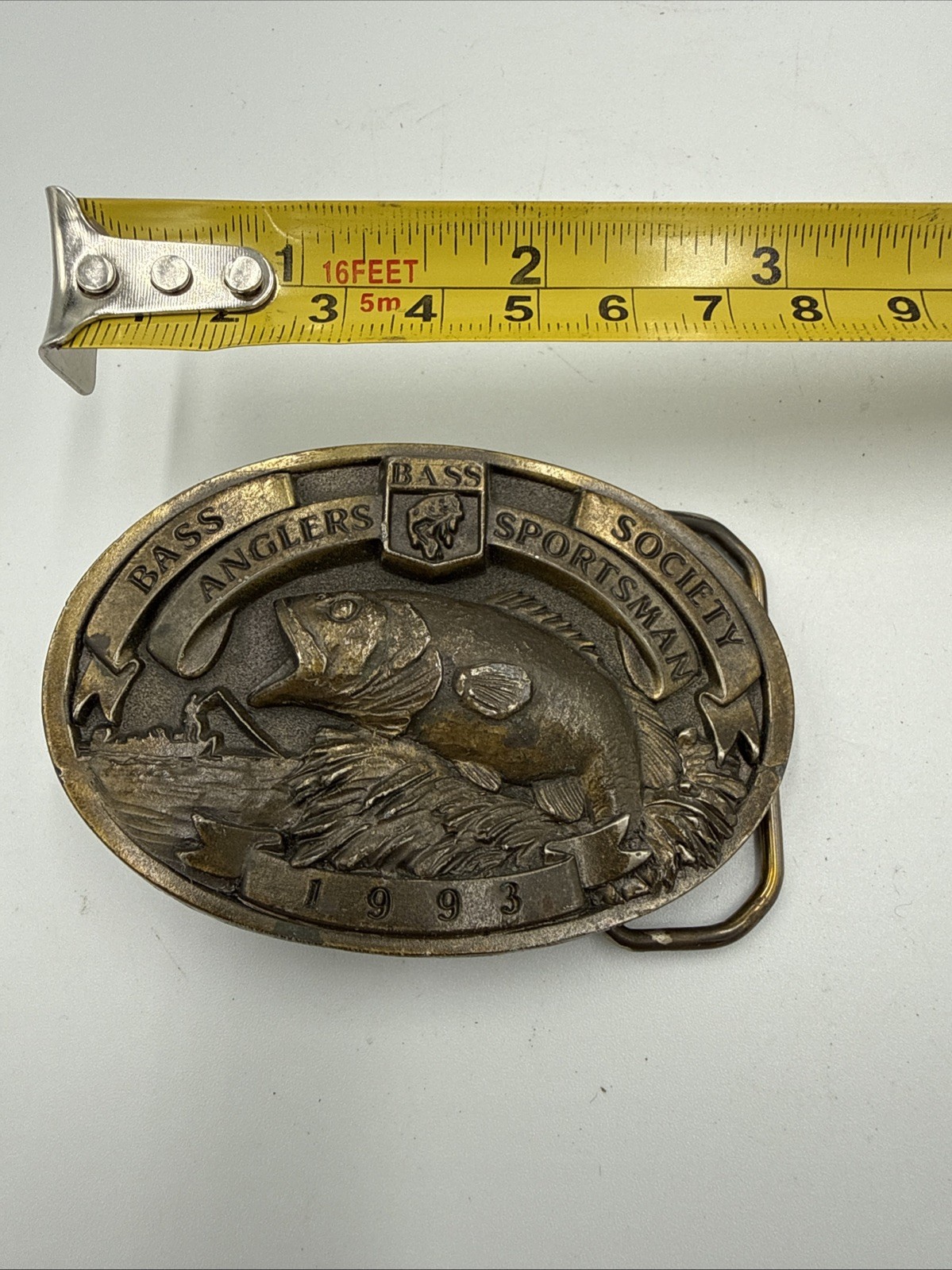 Vintage 1993 Bass Anglers Sportsman Society Brass Finished Belt Buckle Parts