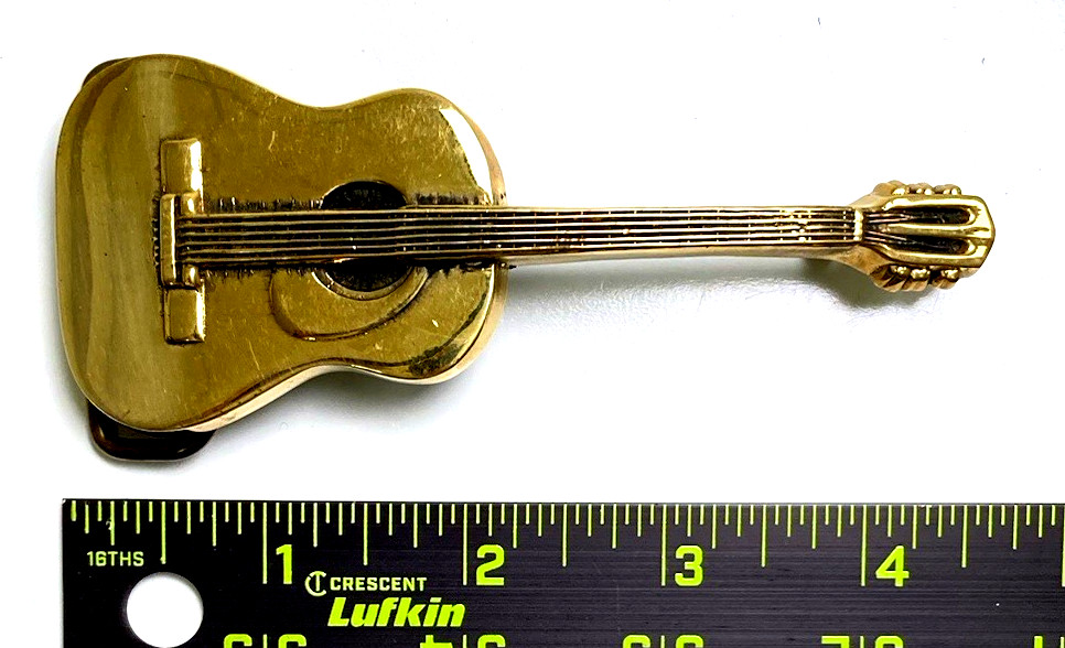 Vintage 1978, Solid Brass, Baron Belt Buckle Country Western Guitar, Free Ship