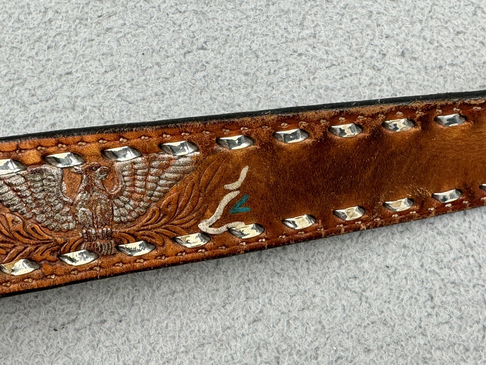The Great American Buckle Co ENAMEL EAGLE 1243 Belt Buckle W/ Belt USA VTG 1983