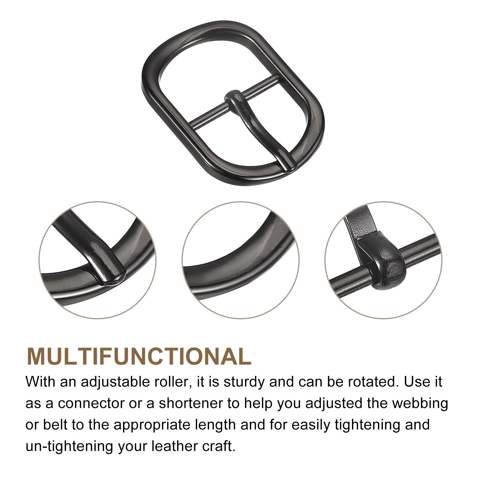 4Pcs 0.94&Prime; Single Prong Belt Buckle Oval Center Bar Buckles for Belt Black