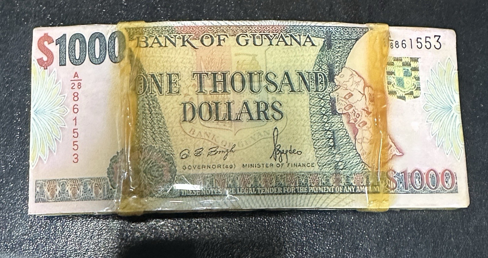 Stack Of $1000 One Thousand Guyana Dollar Bills novelty Belt Buckle