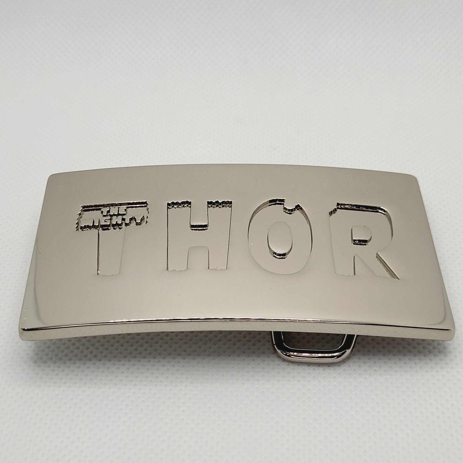 The Mighty THOR Solid Metal Men&rsquo;s Belt Buckle Silver Shiny Chrome Marvel 2011