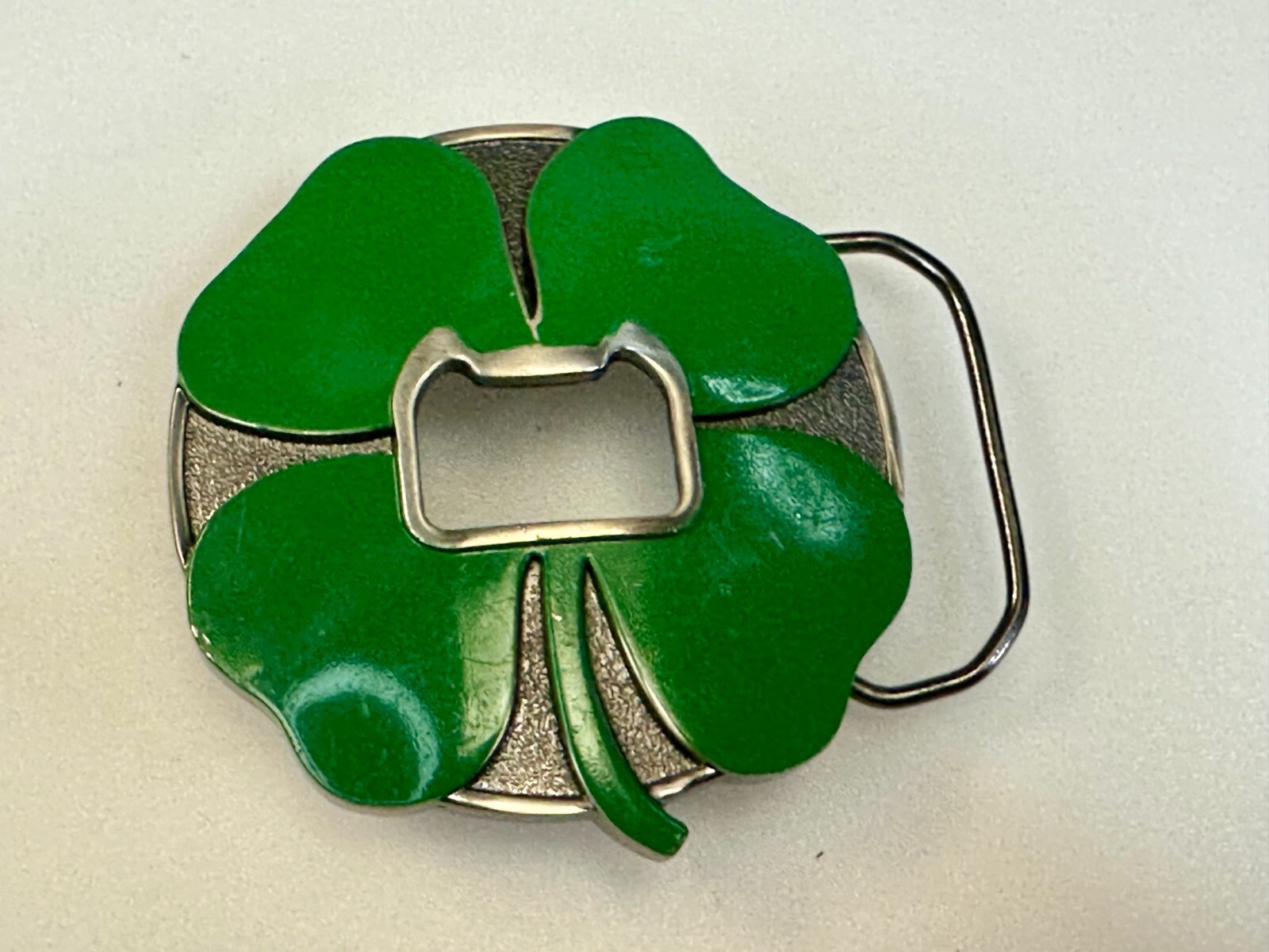 Lucky 4 Leaf Clover St. Patrick Day Novelty KALAN Belt Buckle with Bottle Opener