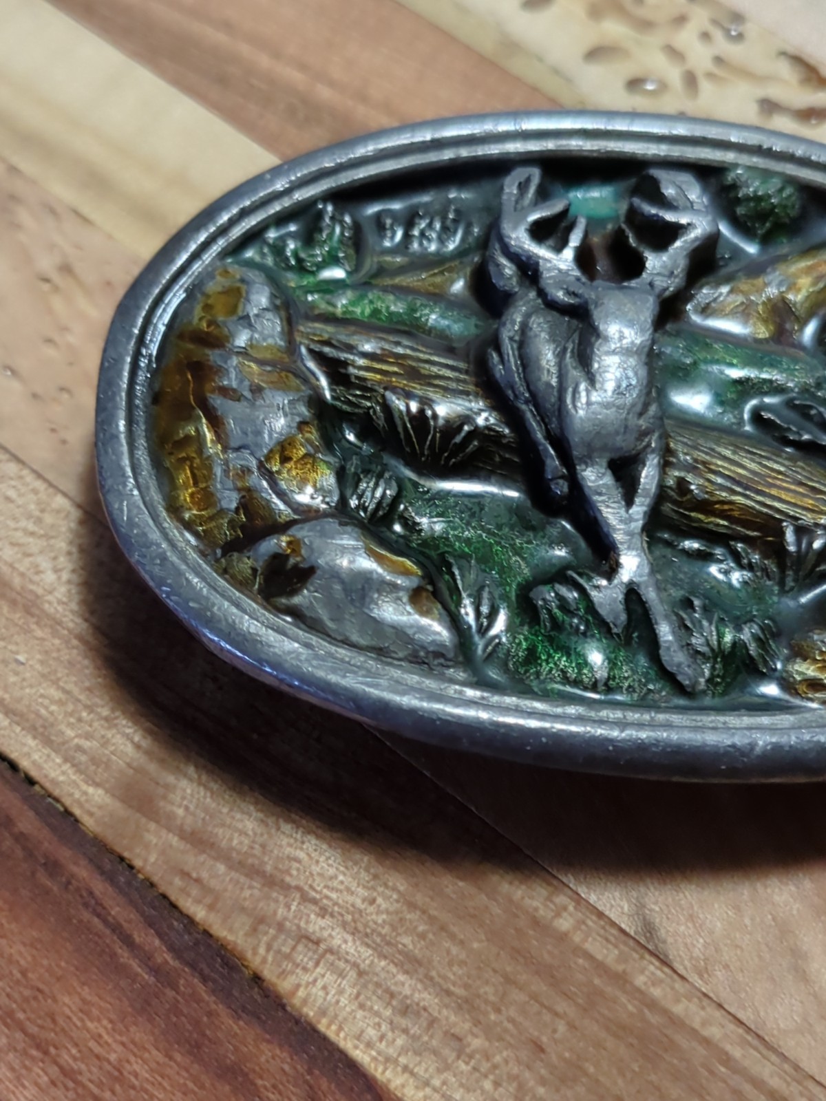 Vintage Bergamot Deer Metal Belt Buckle #G-146 Glossy Colors 1983 Made In USA