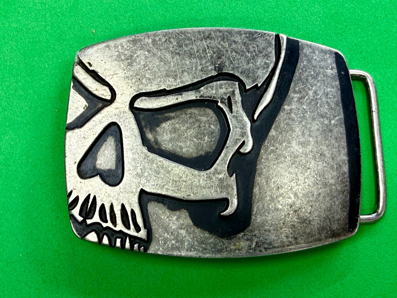 Creepy Skull Engraved Halloween Cosplay Gothic Punk Silver Color Belt Buckle