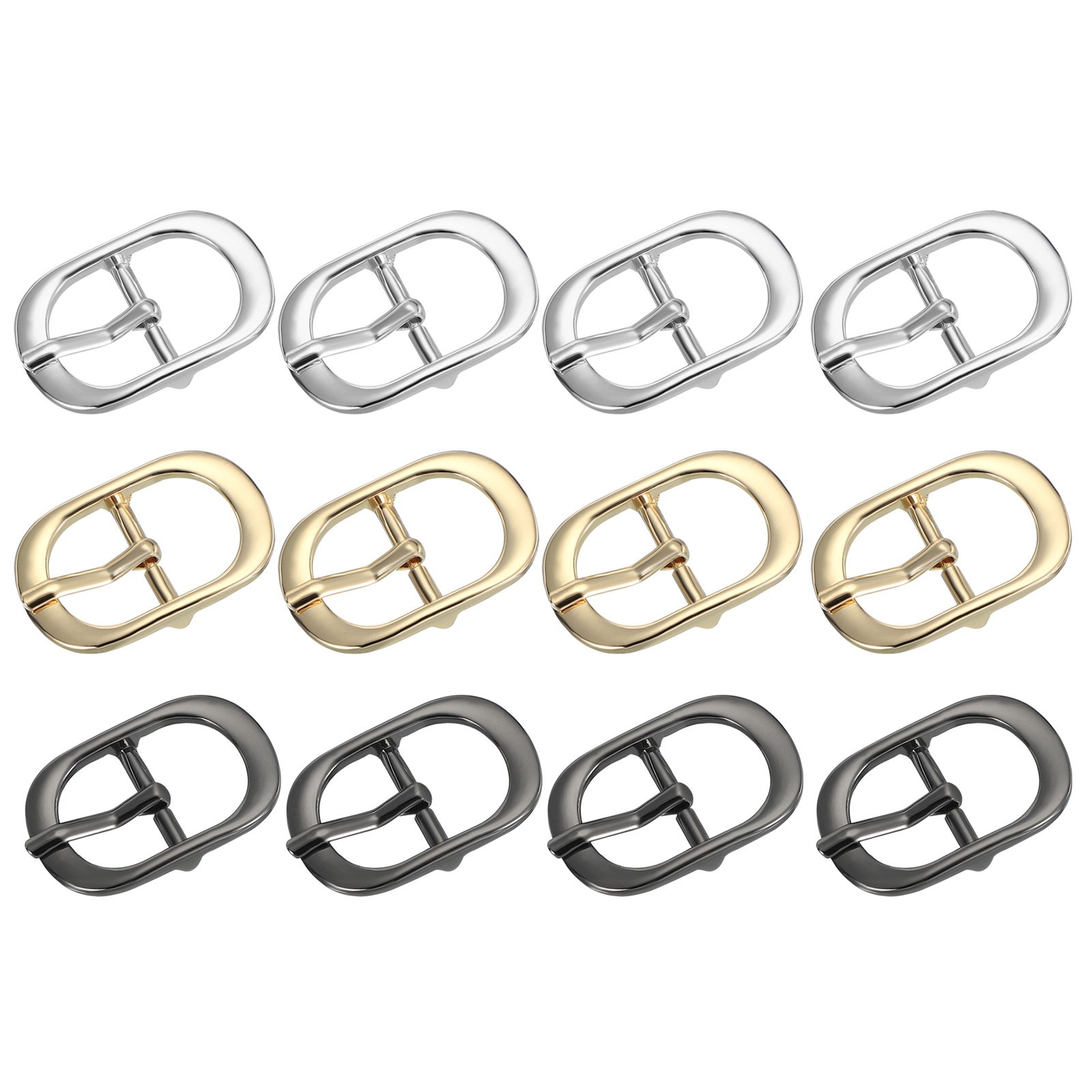 12Pcs 0.7&Prime; Single Prong Metal Roller Pin Belt Buckles Black/Silver/Light Gold