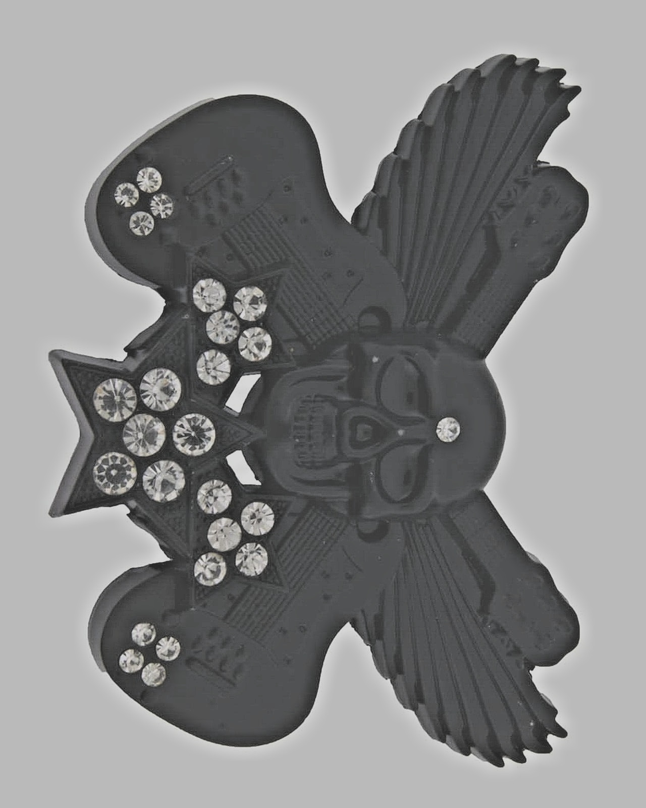 Skull Belt Buckles Black Metal Vintage Halloween Party Music Guitars Rhinestones