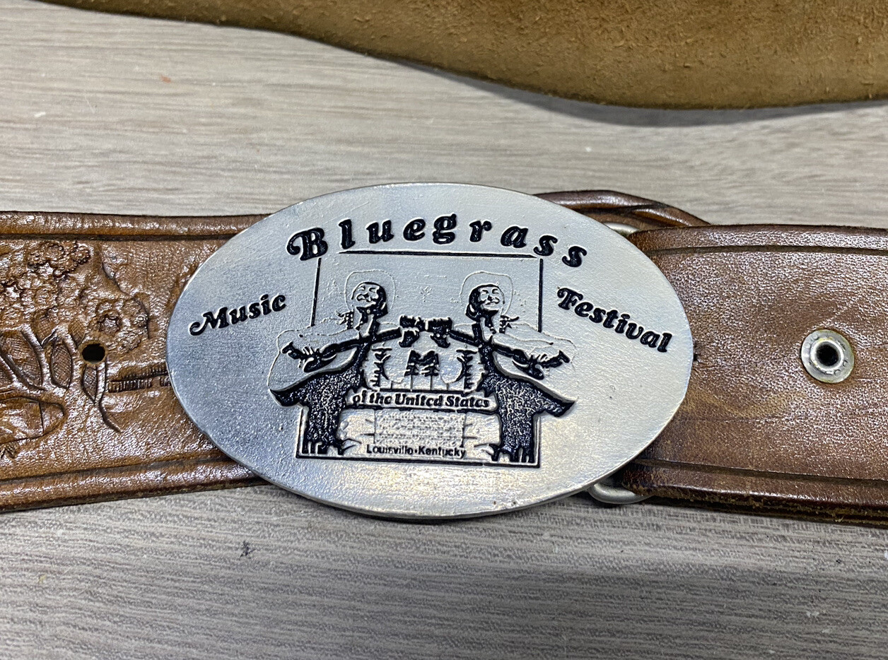 Bluegrass Festival Louisville Kentucky Belt Buckle w/ Leather Belt 4 Ft