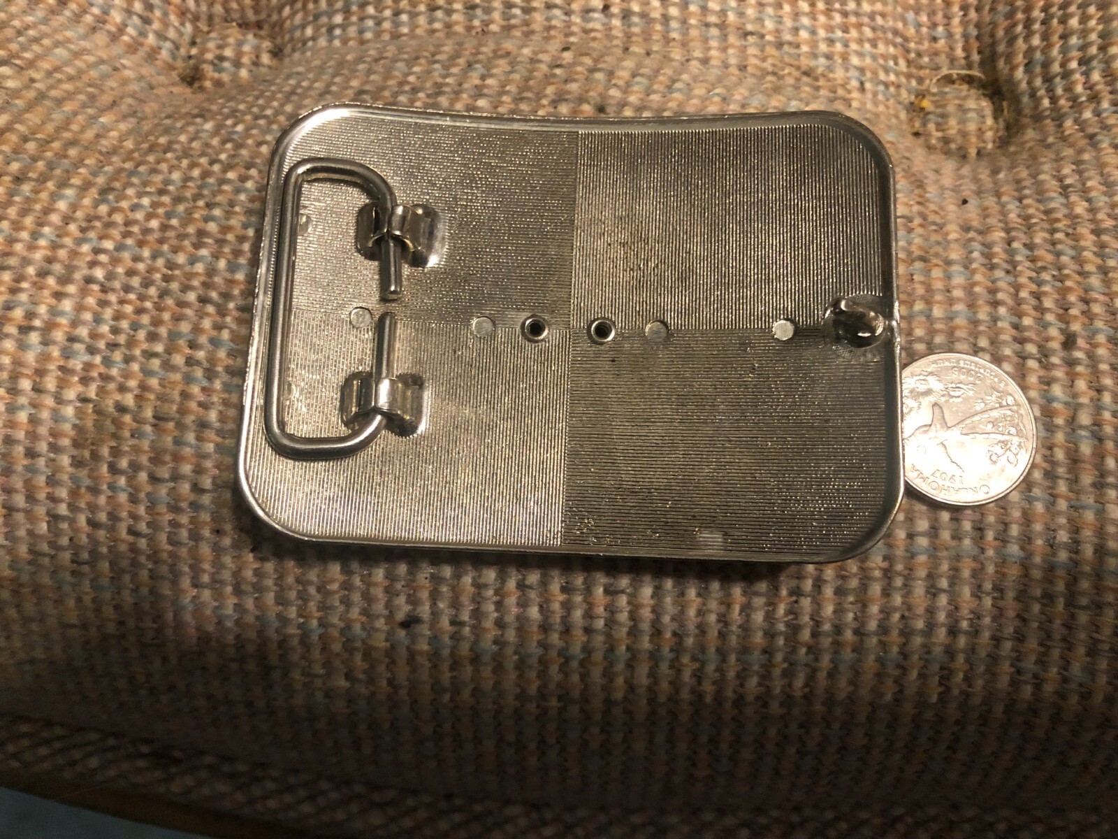 SILVER Western Belt Buckle With Polished Stone