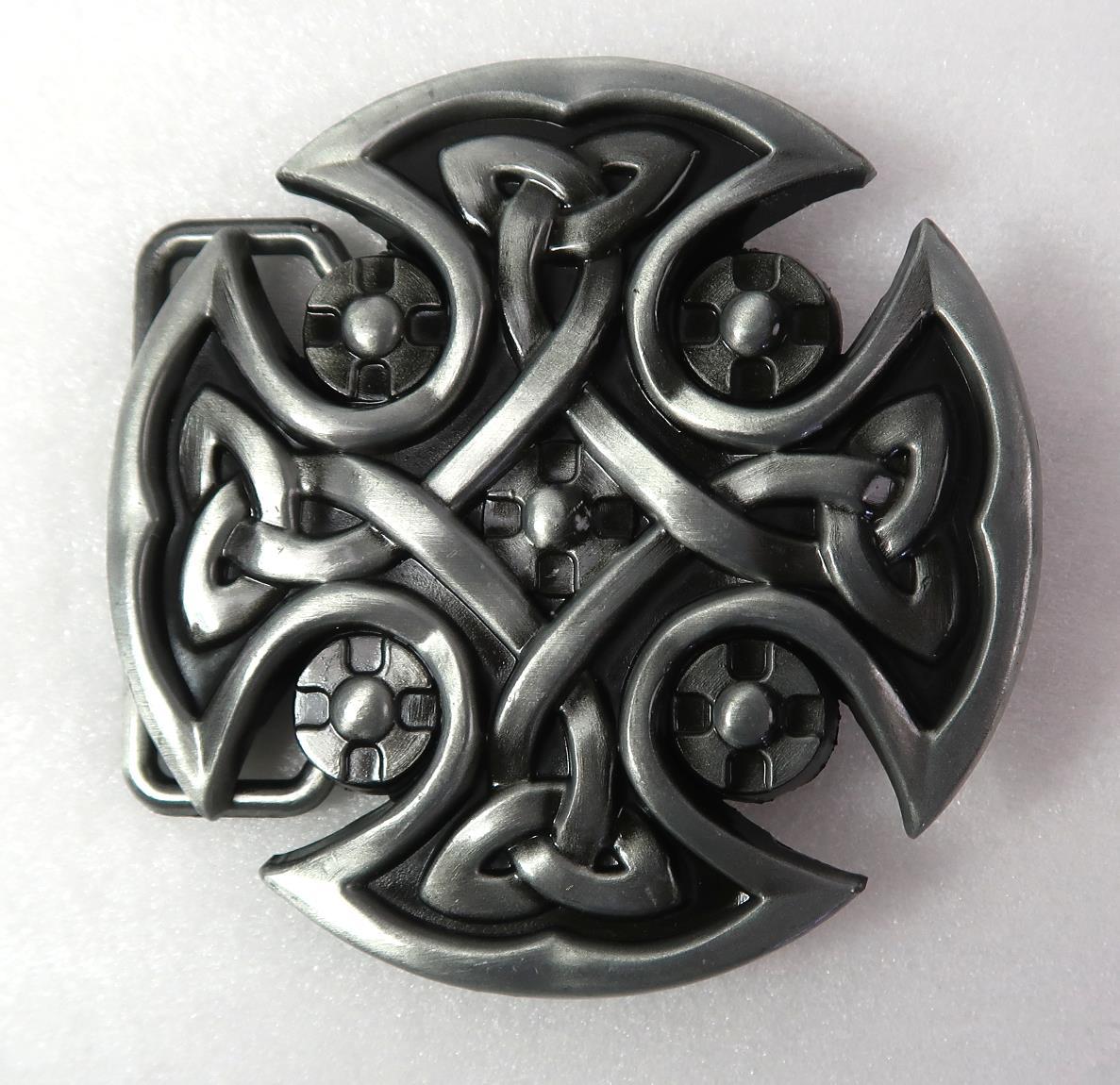 Belt Buckle Celtic Style / Cross Pewter Finish 1.5&Prime; Belt Size / Plate Type A2