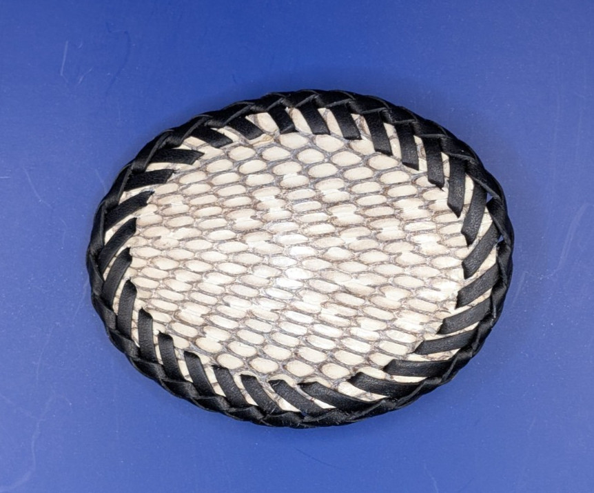 Genuine White Cobra Snakeskin Hand laced Belt Buckle fits 1-1/4&Prime; Belt