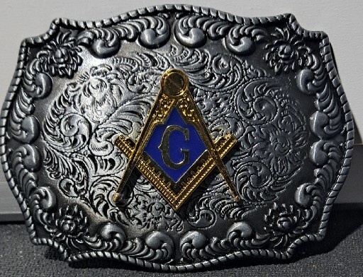 Masonic BELT BUCKLE Freemason Gold Tone Rodeo Western Cowboy HEBILLA VAQUERA