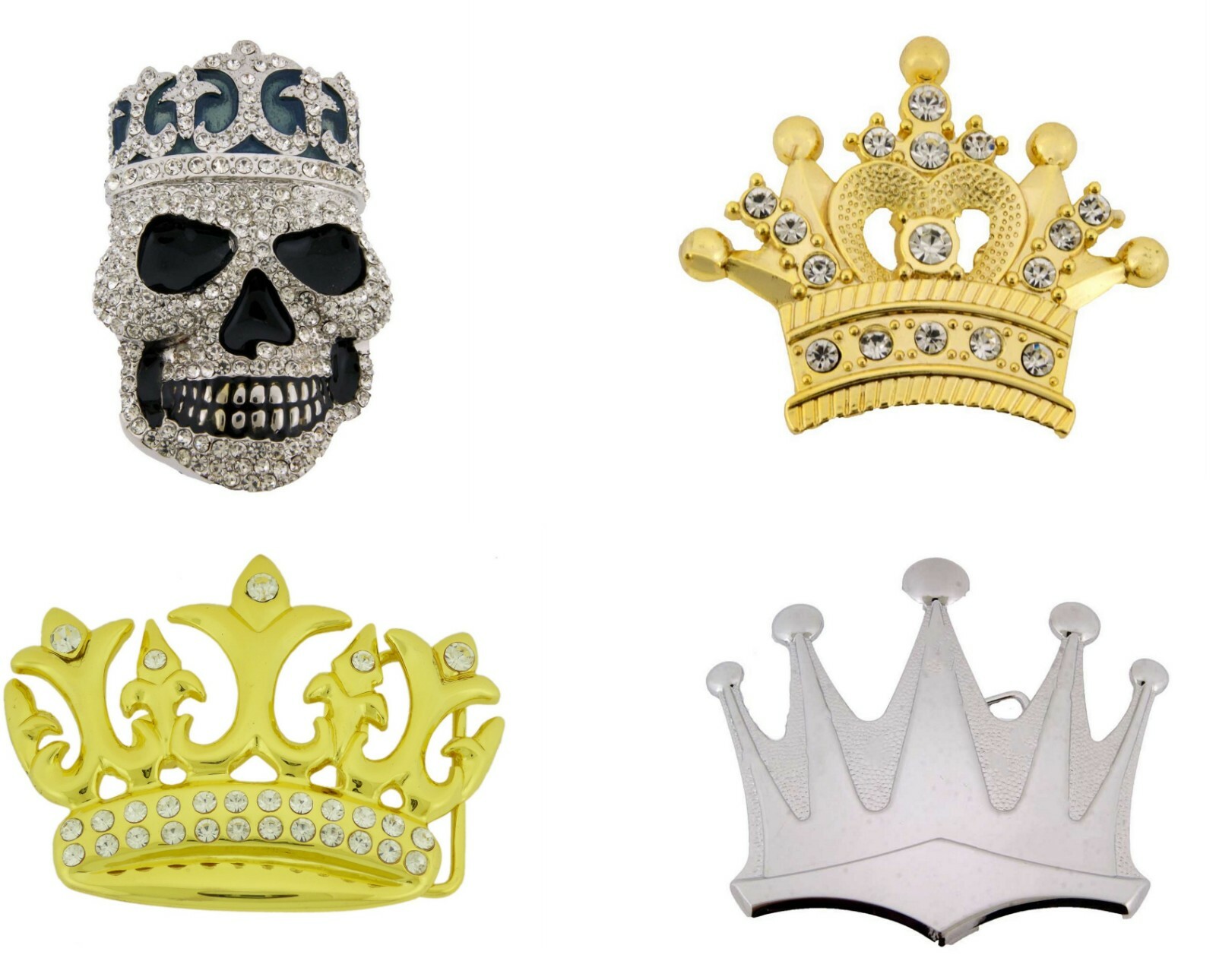 Men Women Crown Belt Buckle Blinged Rhinestone Iced Cowgirl Out Queen Fashion