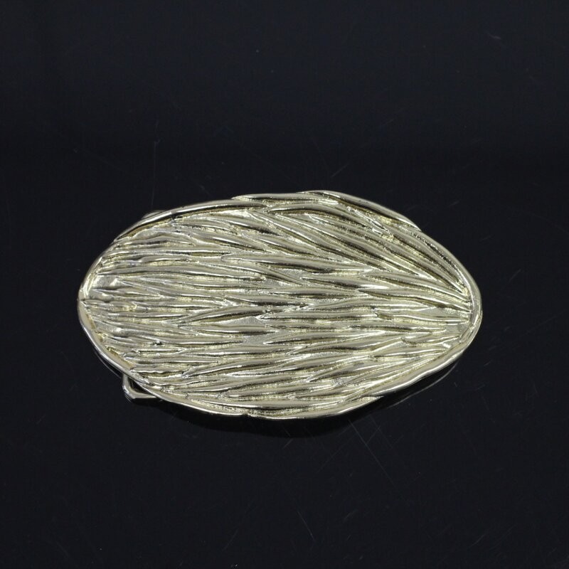 Gold Belt Buckle With Organic Texture Elegant Oval Belt Buckle