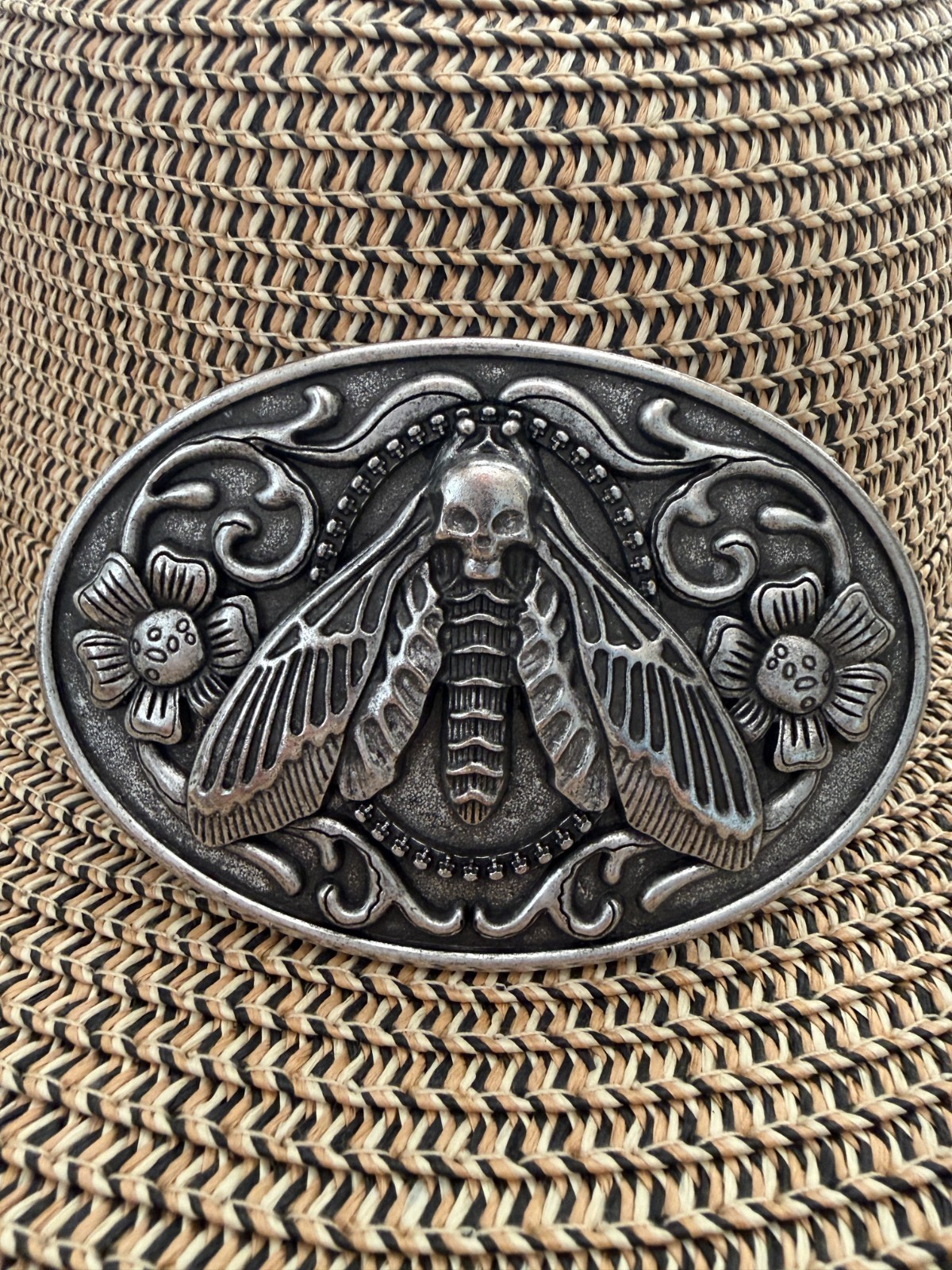 Vintage Western Moth Belt Buckle Metal Skull Insect Goth Punk Yallternative