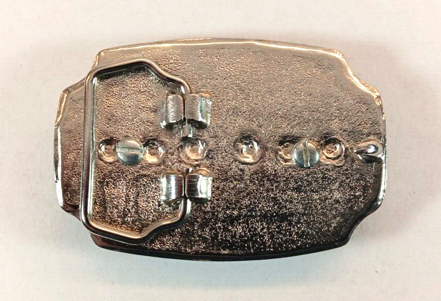 Western BELT BUCKLE Floral Pattern « No Stone » Silvertone With Brass Highlights