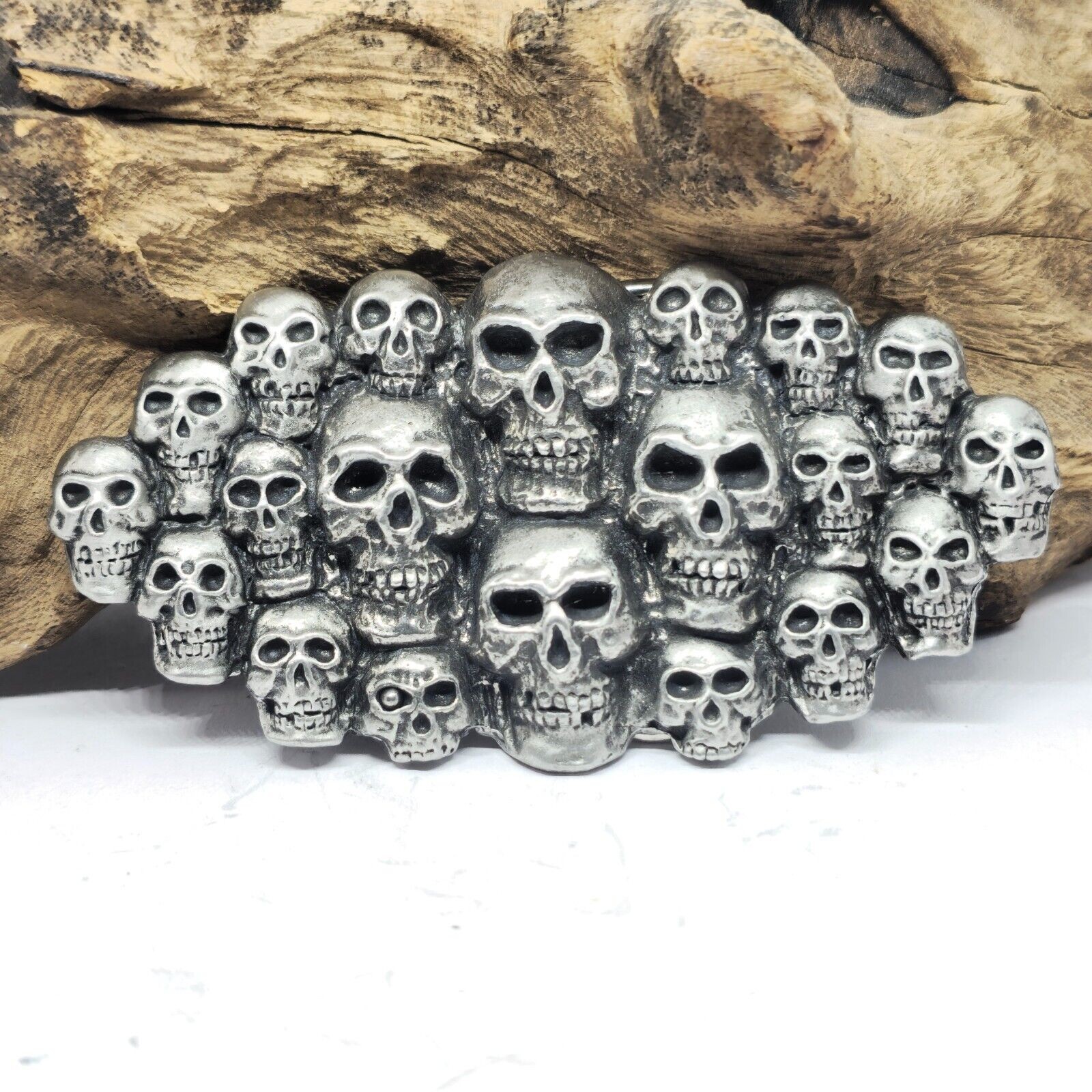 Multi Skull Belt Buckle UK Pewter Large Buckle Biker Punk 20 Skulls Buckle Only
