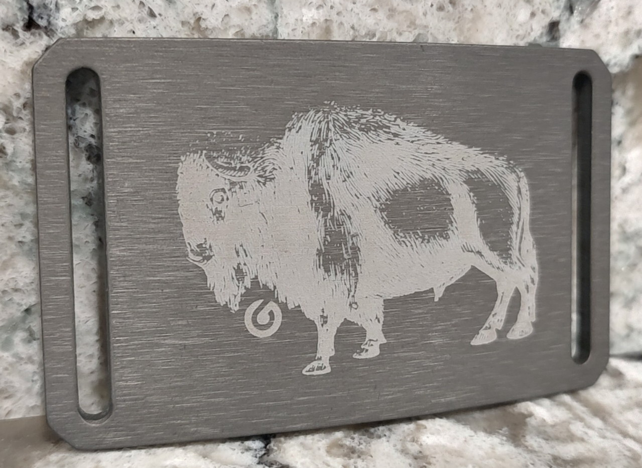GRIP6 BELT BUCKLE – BISON / AMERICAN BUFFALO – GUNMETAL GRAY – 1.5 INCH WIDE