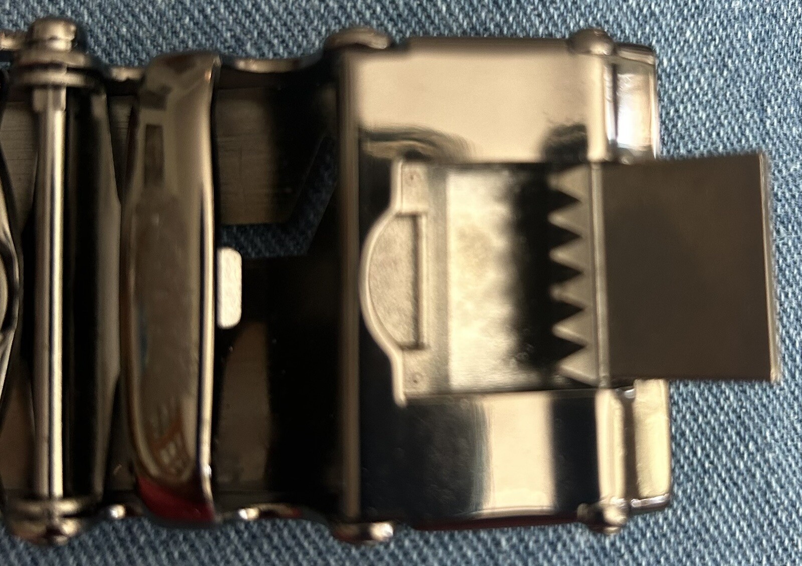 Mens Ratchet Belt Buckle ONLY Brushed Chrome Automatic Removable Classic Dress
