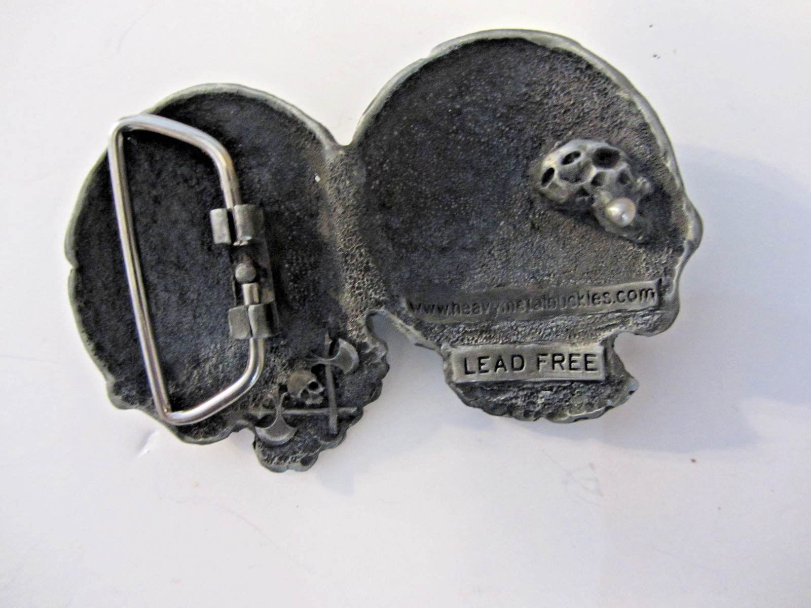Double Skull Belt Buckle Silver and Black Heavy Metals Buckles Co. 127