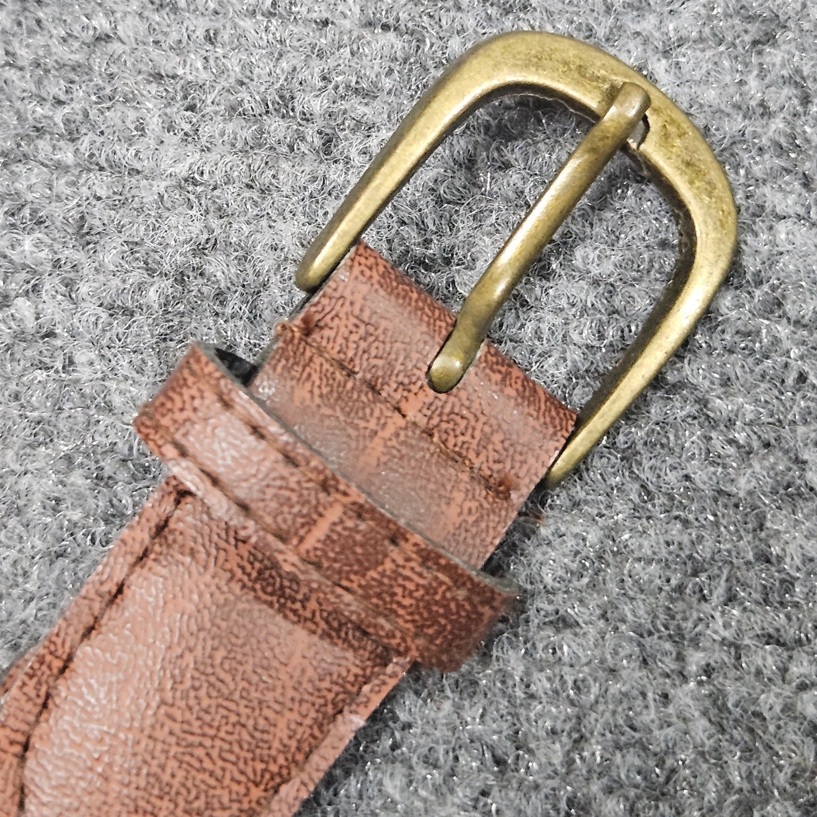Braided Faux Leather Belt 18W Brown Brass Tone Buckle Y2K Classic Y2K Preppy