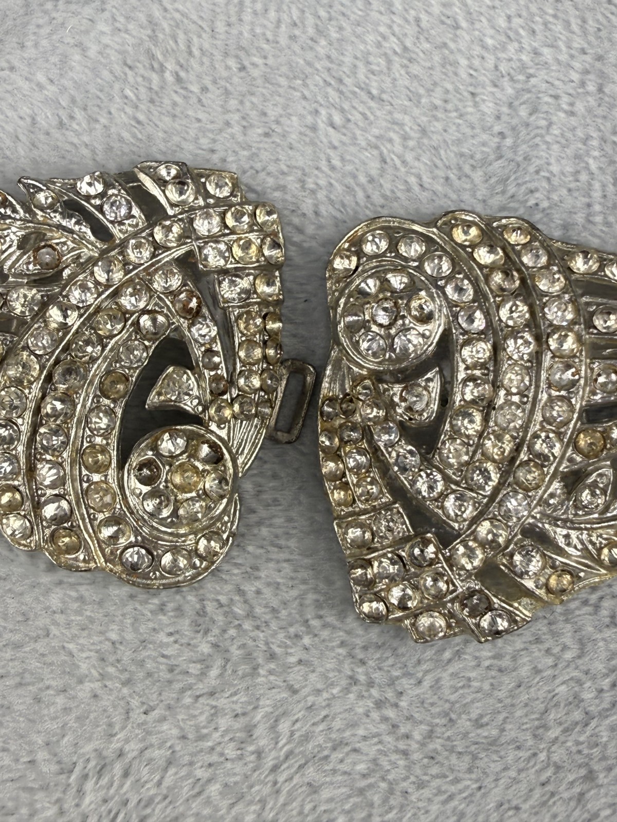 Vintage Rhinestone Buckle Lot Silver Tone Signed READ