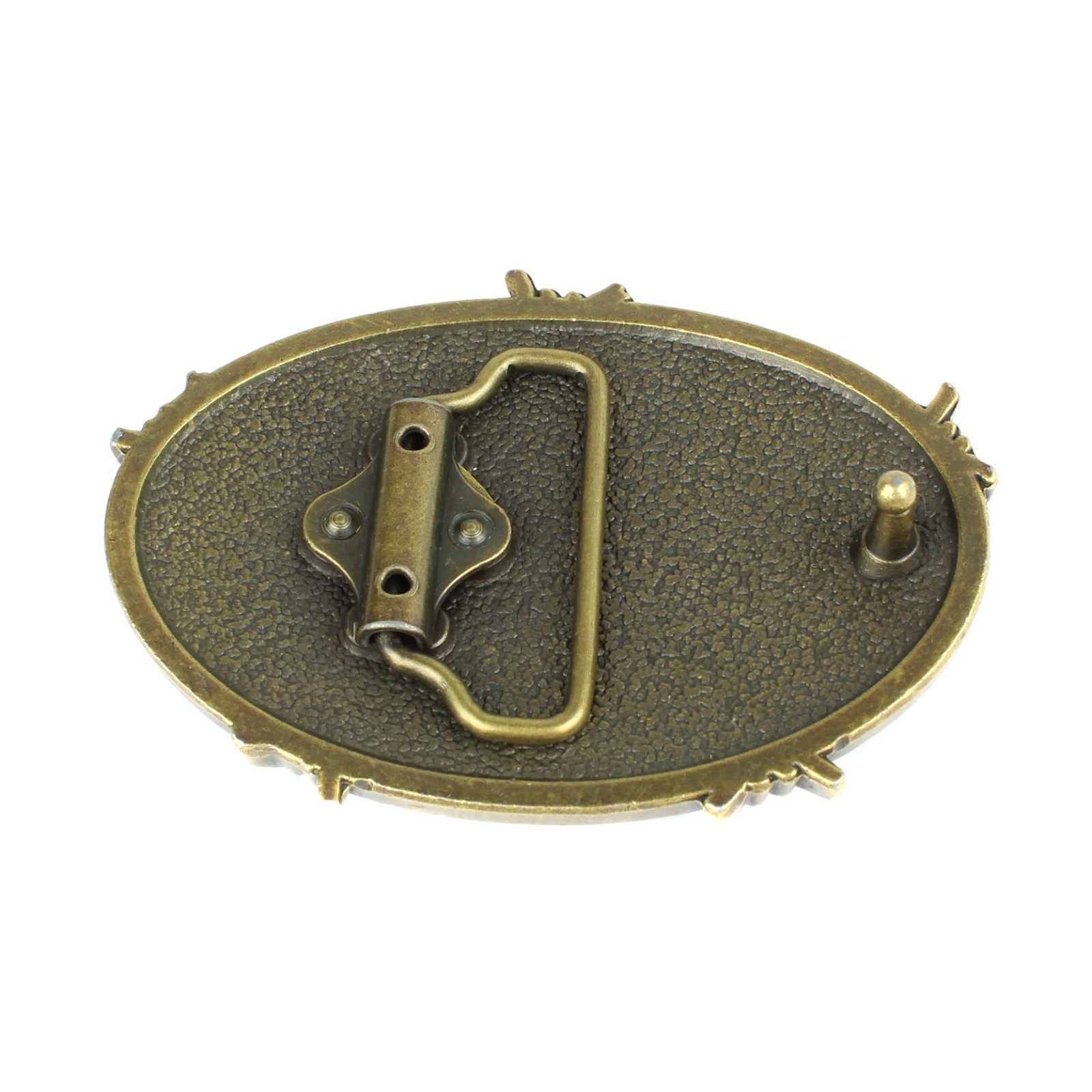 Oval Longhorn Bull Steer Head Barbed Wire Western Belt Buckle Antique Bronze