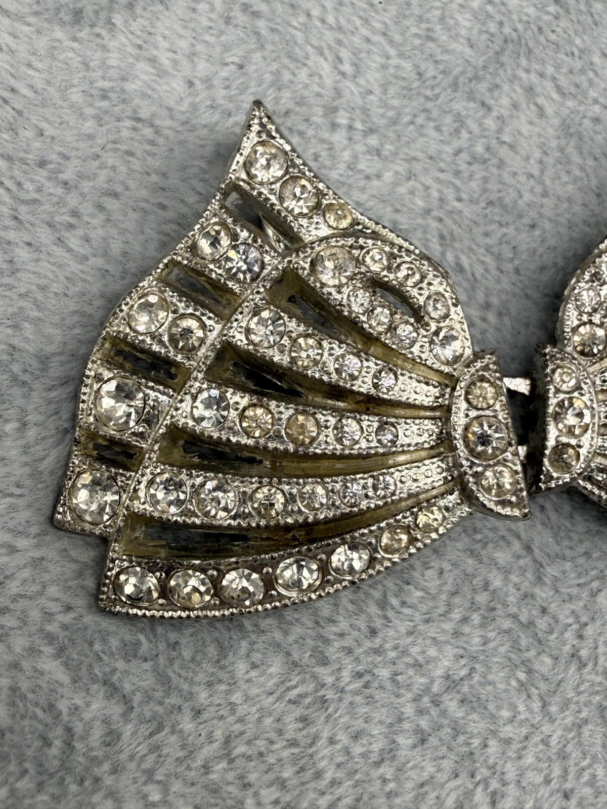 Vintage Rhinestone Buckle Lot Silver Tone Signed READ