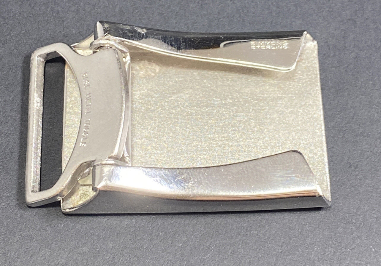 Vintage Simmons Sterling Belt Buckle Etched Monogram WBC III Fine