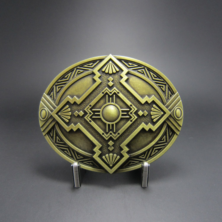 Cross Celtic Knot Oval Southwest Bronze Western Belt Buckle