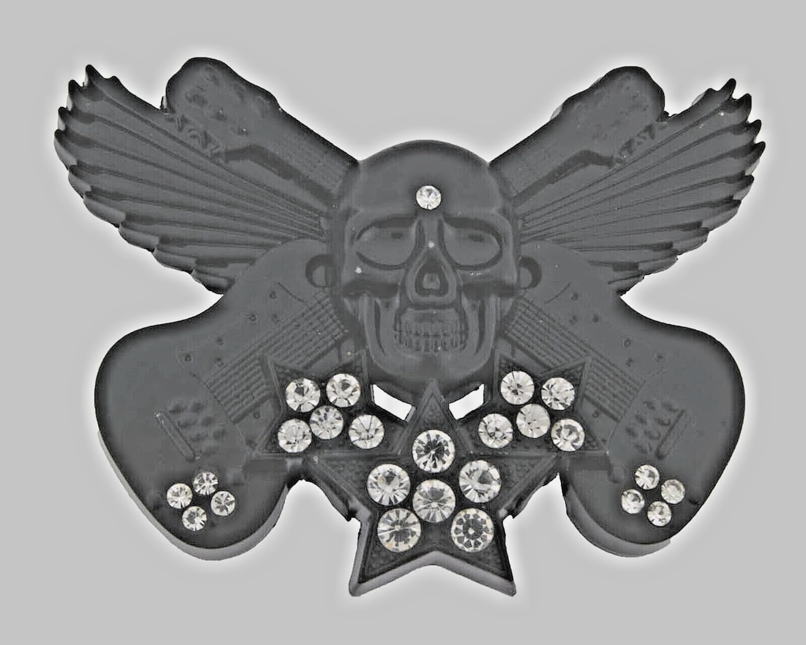 Skull Belt Buckles Black Metal Vintage Halloween Party Music Guitars Rhinestones