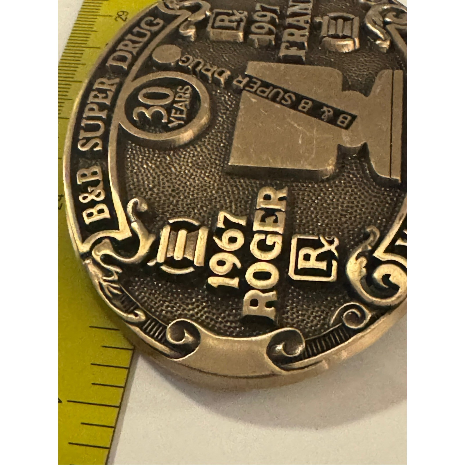 Vintage B&B Super Drug 30 Years Williston ND Belt Buckle 1967-1997 Pharmacy