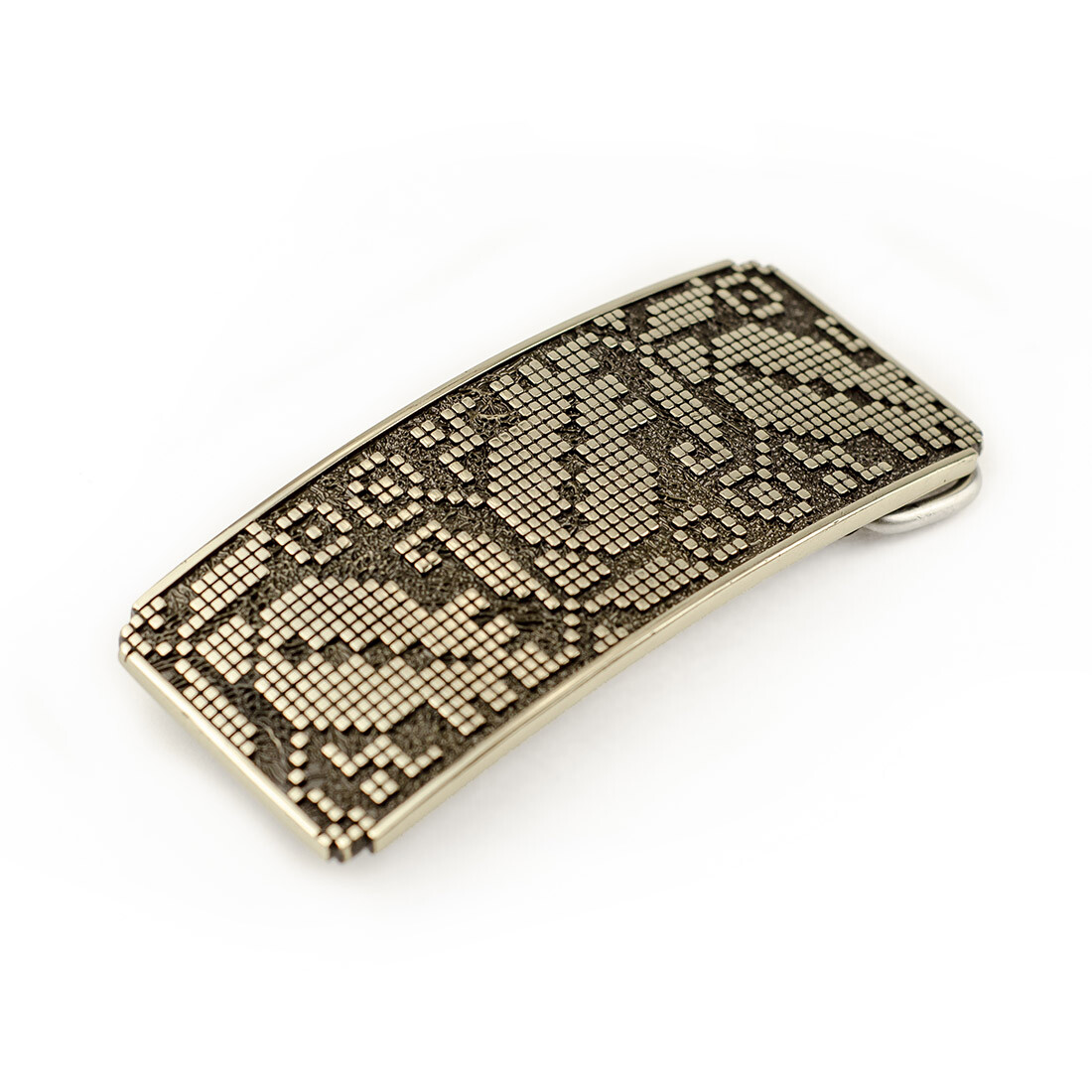 German silver belt buckle Ukrainian embroidery, Vyshyvanka, poppy flower design