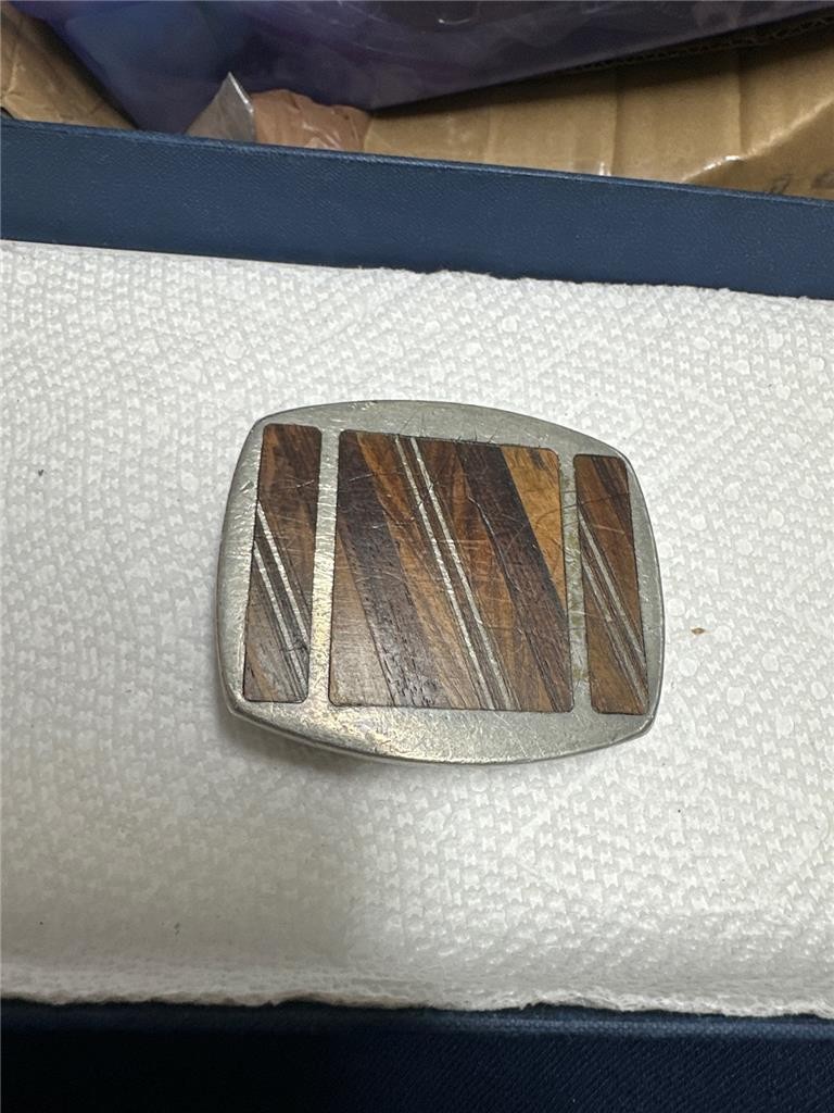 Vintage Wood and Metal Belt Buckle