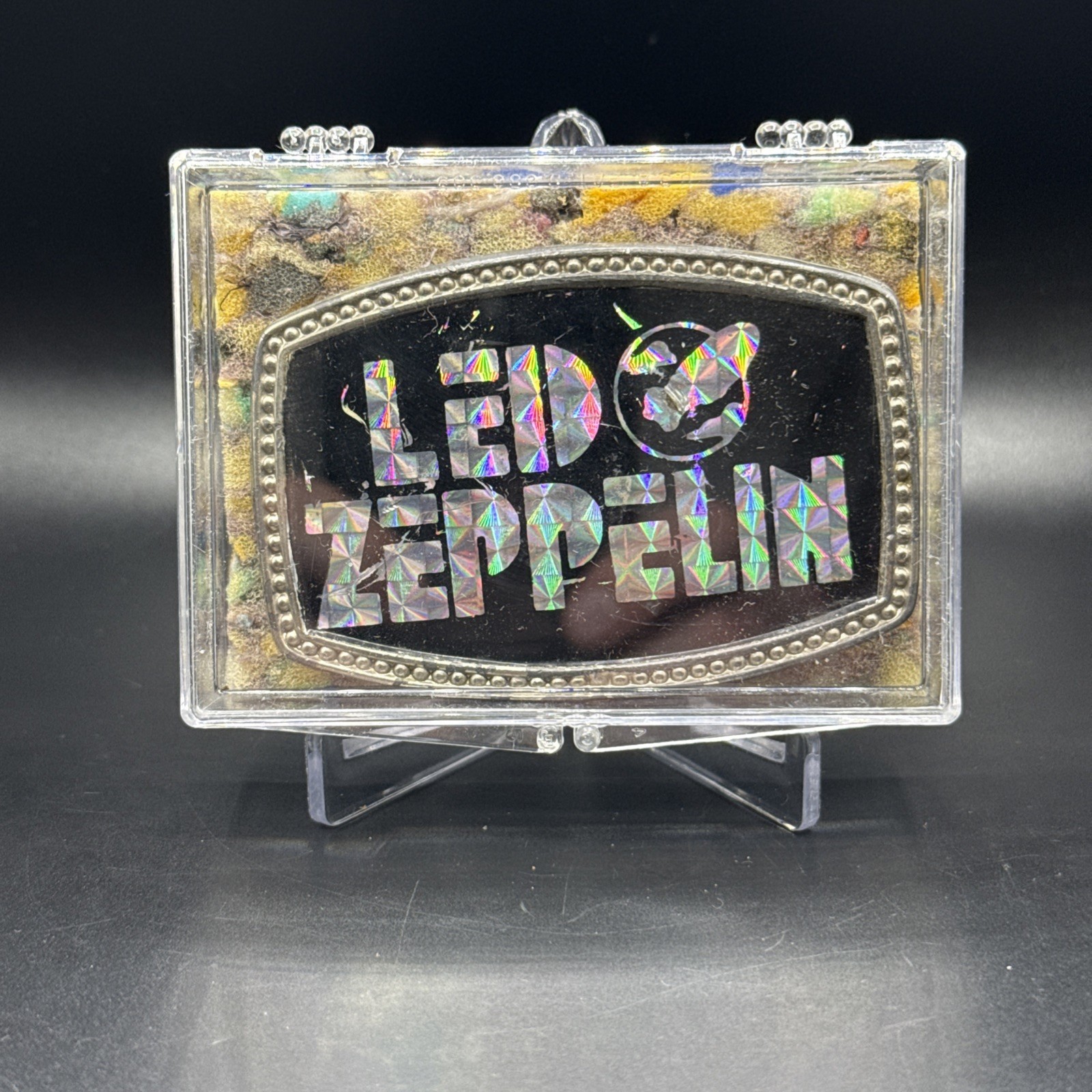 Vintage 1970s Led Zeppelin Belt Buckle Pacifica Holographic Prism Swan Song Logo